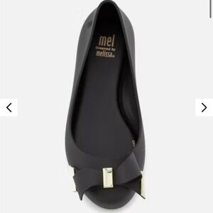 Mini Melissa kids black space love bow ballet flats shoes size 11